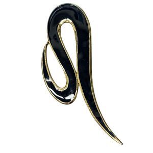 M Jent Vintage Gold Tone Navy Blue Abstract Brooch Pin